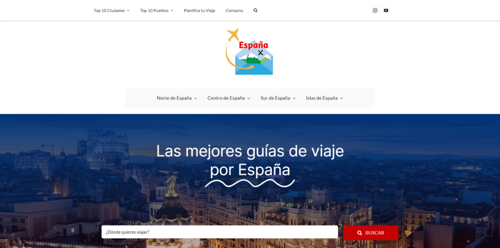 Captura de pantalla del blog de viajes por España "España por descubrir"