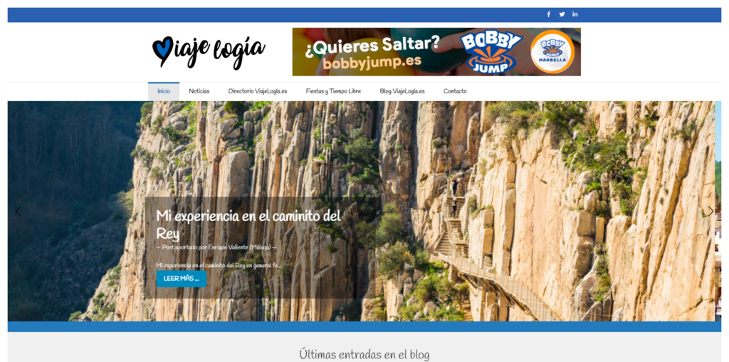 Captura de pantalla de "Viajelogía"